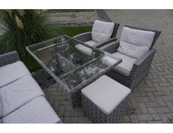 ZESTAW Z TECHNORATTANU STÓŁ + SOFA 3 OSOBOWA + 2 FOTELE