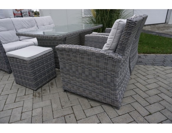 ZESTAW Z TECHNORATTANU STÓŁ + SOFA 3 OSOBOWA + 2 FOTELE