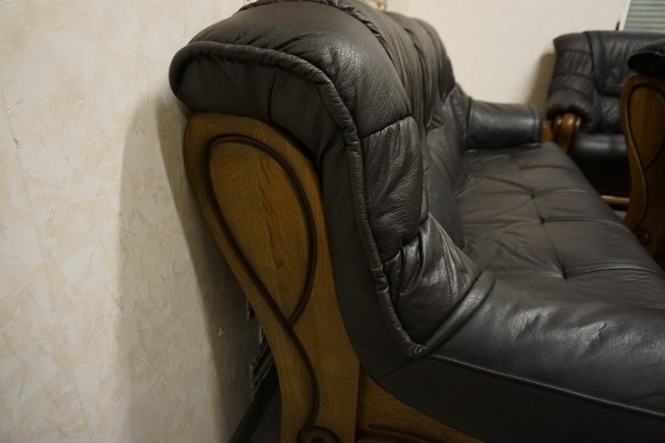 WYPOCZYNEK SKÓRZANY NA STELAŻU DĘBOWYM SKÓRA...
