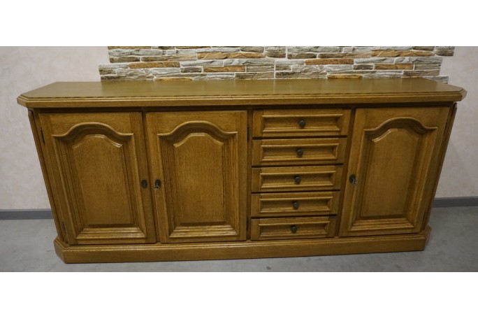 KOMODA DĘBOWA 3 DRZWIOWA 5 SZUFLAD SZER. 197 CM