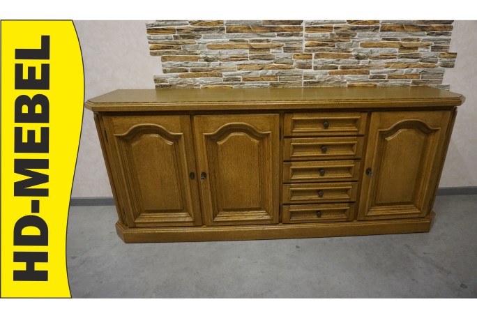 KOMODA DĘBOWA 3 DRZWIOWA 5 SZUFLAD SZER. 197 CM