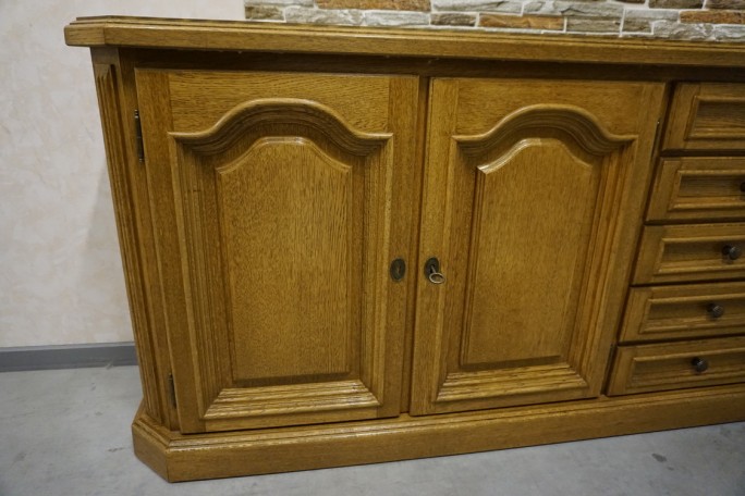 KOMODA DĘBOWA 3 DRZWIOWA 5 SZUFLAD SZER. 197 CM