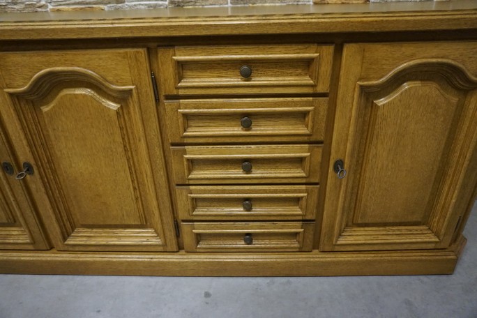 KOMODA DĘBOWA 3 DRZWIOWA 5 SZUFLAD SZER. 197 CM