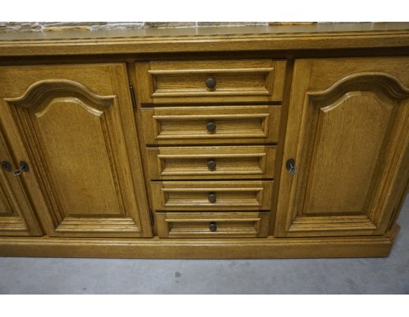 KOMODA DĘBOWA 3 DRZWIOWA 5 SZUFLAD SZER. 197 CM