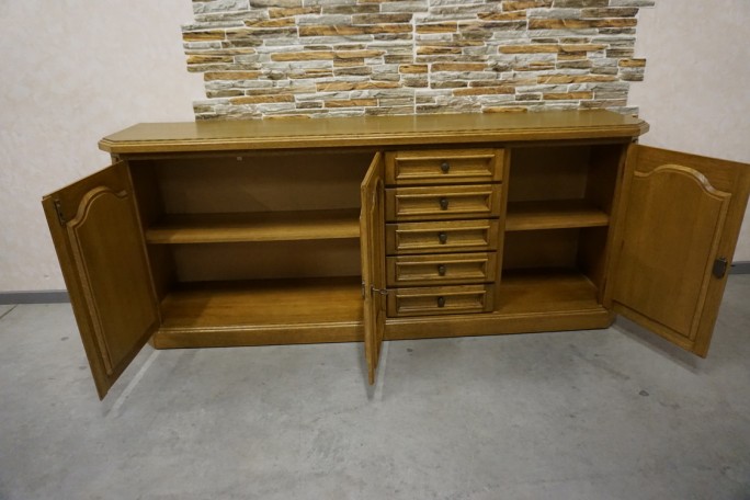 KOMODA DĘBOWA 3 DRZWIOWA 5 SZUFLAD SZER. 197 CM