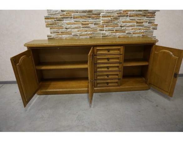 KOMODA DĘBOWA 3 DRZWIOWA 5 SZUFLAD SZER. 197 CM