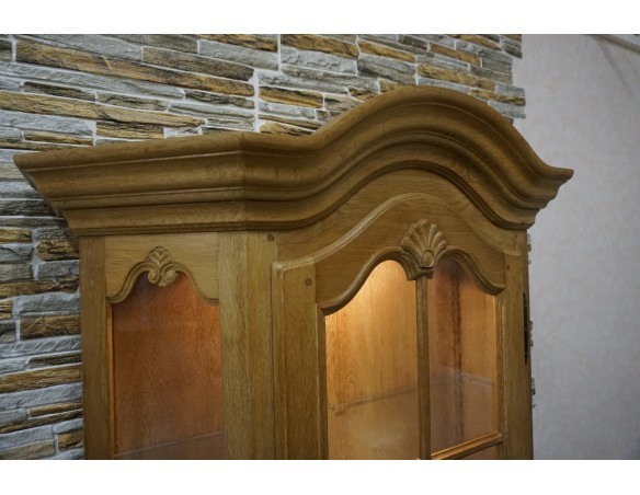 WITRYNA DĘBOWA LITY DĄB NATURALNA PODŚWIETLANA SZKLANE PÓŁKI SZER. 112 CM