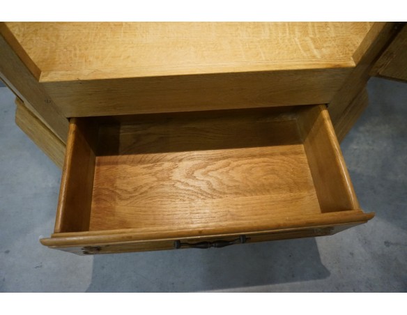 WITRYNA DĘBOWA LITY DĄB NATURALNA PODŚWIETLANA SZKLANE PÓŁKI SZER. 112 CM