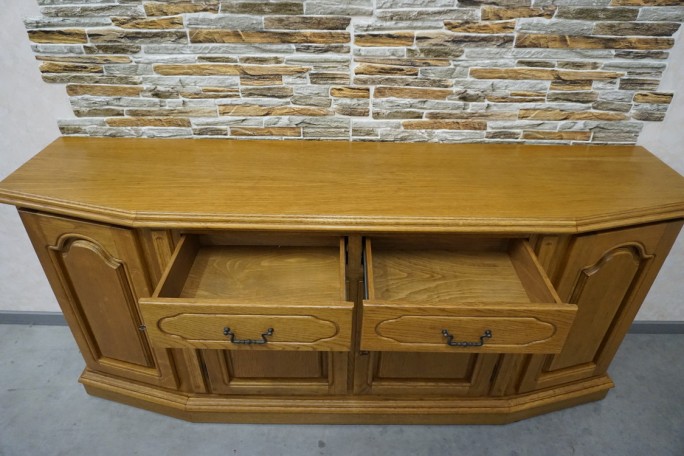 KOMODA DĘBOWA 4 DRZWIOWA 2 SZUFLADY SZER. 185 CM