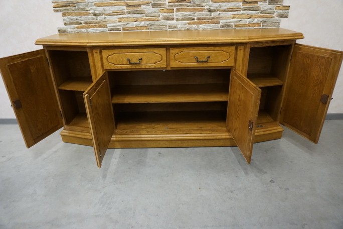 KOMODA DĘBOWA 4 DRZWIOWA 2 SZUFLADY SZER. 185 CM