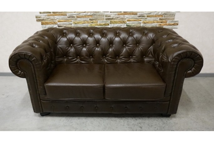 SOFA CHESTERFIELD 2-osobowa SKÓRA NATURALNA...