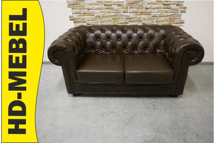 SOFA CHESTERFIELD 2-osobowa SKÓRA NATURALNA...
