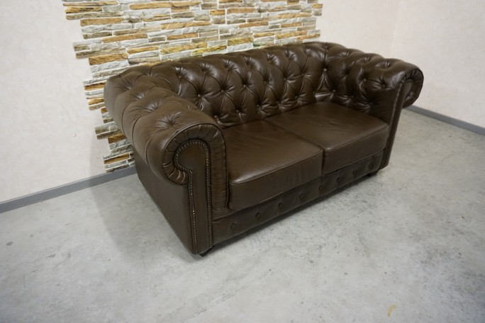 SOFA CHESTERFIELD 2-osobowa SKÓRA NATURALNA...