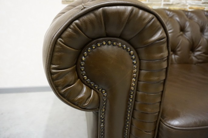 SOFA CHESTERFIELD 2-osobowa SKÓRA NATURALNA...