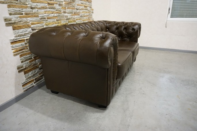 SOFA CHESTERFIELD 2-osobowa SKÓRA NATURALNA...