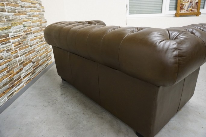 SOFA CHESTERFIELD 2-osobowa SKÓRA NATURALNA...