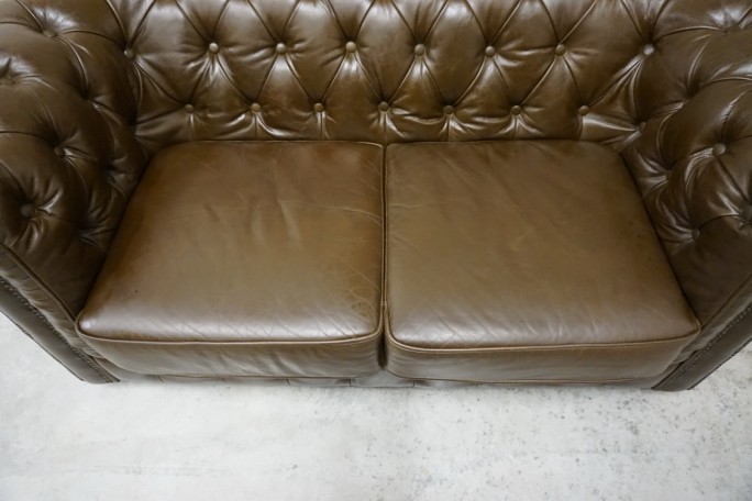 SOFA CHESTERFIELD 2-osobowa SKÓRA NATURALNA...