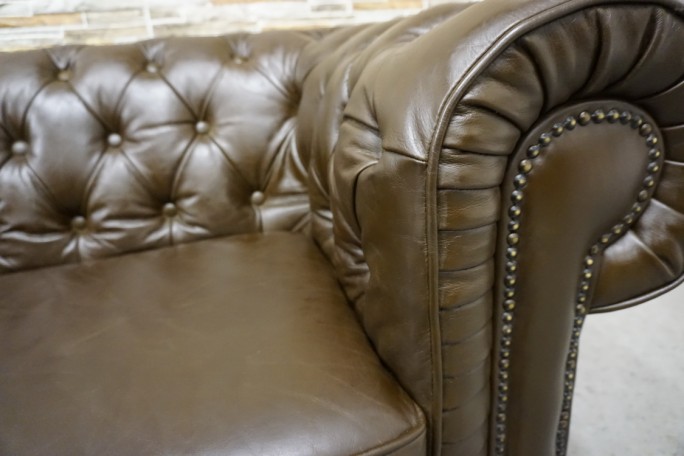 SOFA CHESTERFIELD 2-osobowa SKÓRA NATURALNA...