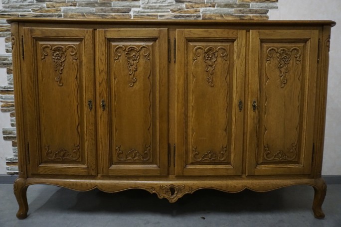 KOMODA DĘBOWA W STYLU CHIPPENDALE 4 DRZWIOWA...