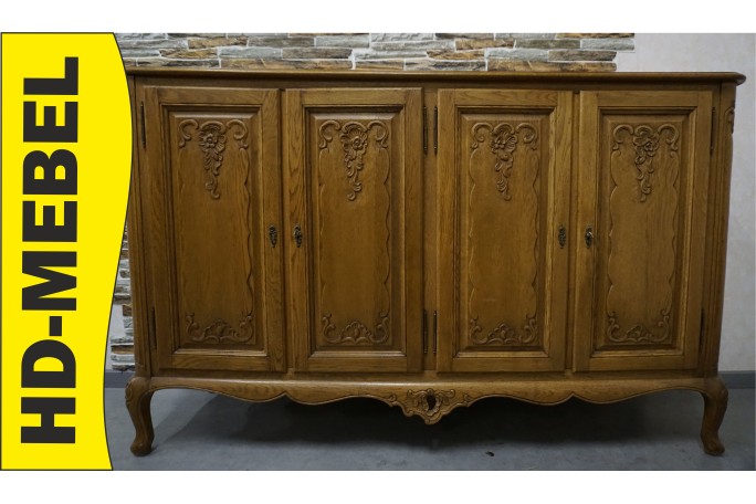 KOMODA DĘBOWA W STYLU CHIPPENDALE 4 DRZWIOWA...