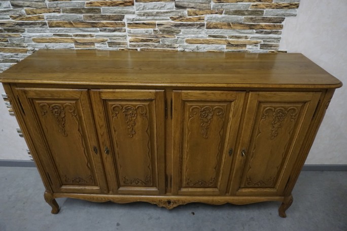 KOMODA DĘBOWA W STYLU CHIPPENDALE 4 DRZWIOWA...