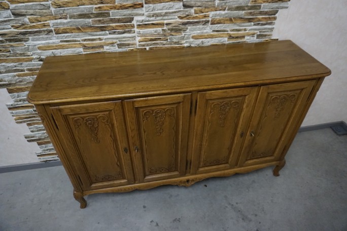 KOMODA DĘBOWA W STYLU CHIPPENDALE 4 DRZWIOWA...