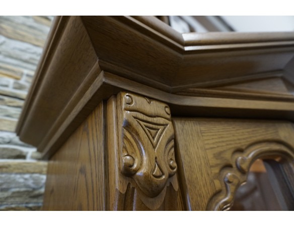 WITRYNA Z KOMODĄ DĘBOWA PODŚWIETLANA SZER. 168 CM