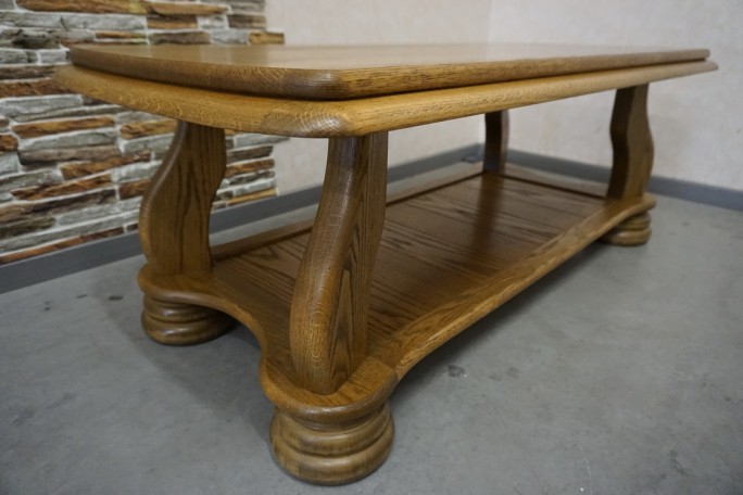 ŁAWA DĘBOWA PROSTOKĄTNA PÓŁKA DOLNA SZER. 138 CM