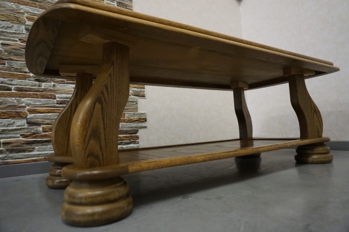 ŁAWA DĘBOWA PROSTOKĄTNA PÓŁKA DOLNA SZER. 138 CM