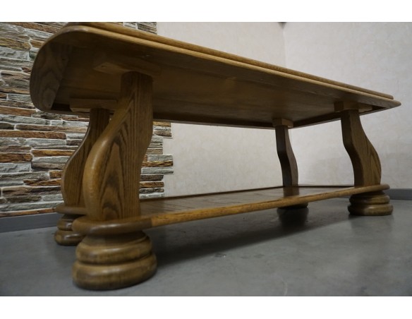 ŁAWA DĘBOWA PROSTOKĄTNA PÓŁKA DOLNA SZER. 138 CM