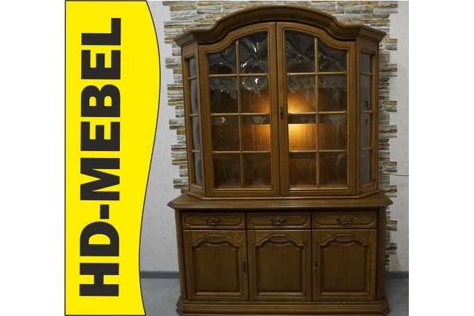 WITRYNA Z KOMODĄ DĘBOWA PODŚWIETLANA SZER. 156 CM