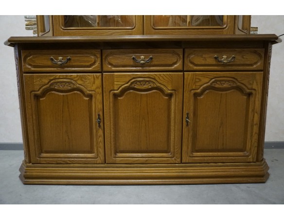 WITRYNA Z KOMODĄ DĘBOWA PODŚWIETLANA SZER. 156 CM