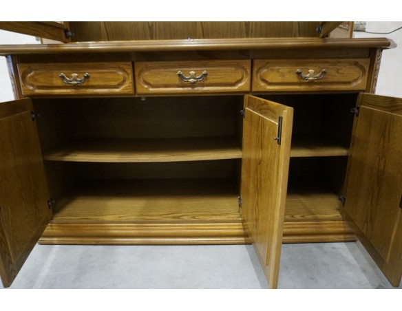 WITRYNA Z KOMODĄ DĘBOWA PODŚWIETLANA SZER. 156 CM