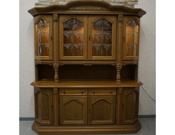 WITRYNA Z KOMODĄ DĘBOWA PODŚWIETLANA SZER. 187 CM