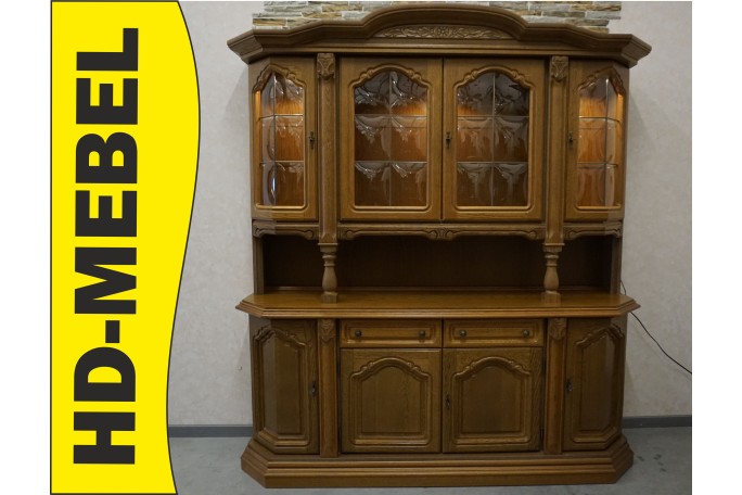 WITRYNA Z KOMODĄ DĘBOWA PODŚWIETLANA SZER. 187 CM