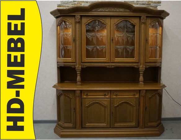 WITRYNA Z KOMODĄ DĘBOWA PODŚWIETLANA SZER. 187 CM