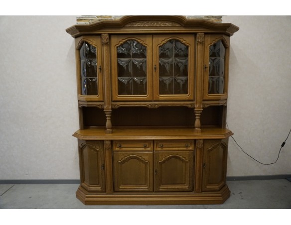 WITRYNA Z KOMODĄ DĘBOWA PODŚWIETLANA SZER. 187 CM