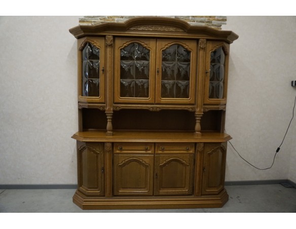 WITRYNA Z KOMODĄ DĘBOWA PODŚWIETLANA SZER. 187 CM