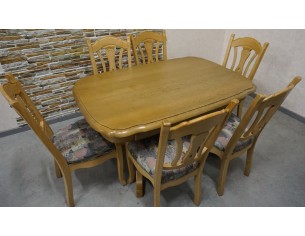 STÓŁ LITY DĄB DĘBOWY ROZKŁADANY JASNY + 6 KRZESEŁ 140/225 CM 2