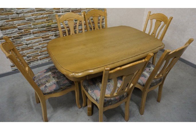 STÓŁ LITY DĄB DĘBOWY ROZKŁADANY JASNY + 6...