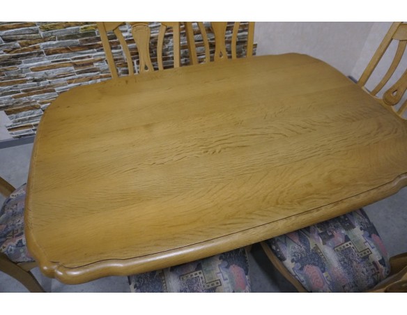 STÓŁ LITY DĄB DĘBOWY ROZKŁADANY JASNY + 6 KRZESEŁ 140/225 CM