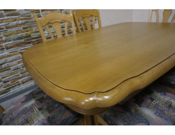 STÓŁ LITY DĄB DĘBOWY ROZKŁADANY JASNY + 6 KRZESEŁ 140/225 CM