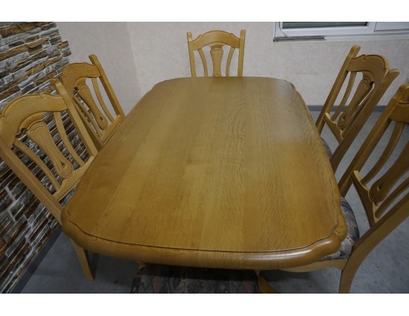 STÓŁ LITY DĄB DĘBOWY ROZKŁADANY JASNY + 6 KRZESEŁ 140/225 CM