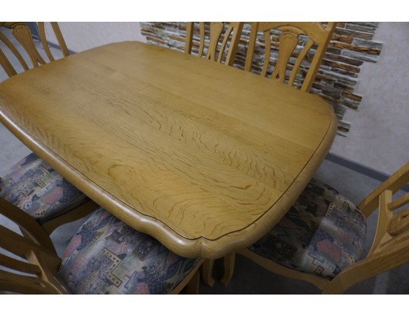 STÓŁ LITY DĄB DĘBOWY ROZKŁADANY JASNY + 6 KRZESEŁ 140/225 CM