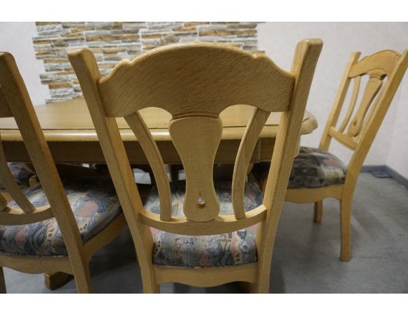 STÓŁ LITY DĄB DĘBOWY ROZKŁADANY JASNY + 6 KRZESEŁ 140/225 CM