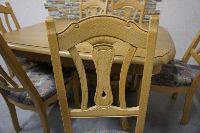 STÓŁ LITY DĄB DĘBOWY ROZKŁADANY JASNY + 6...