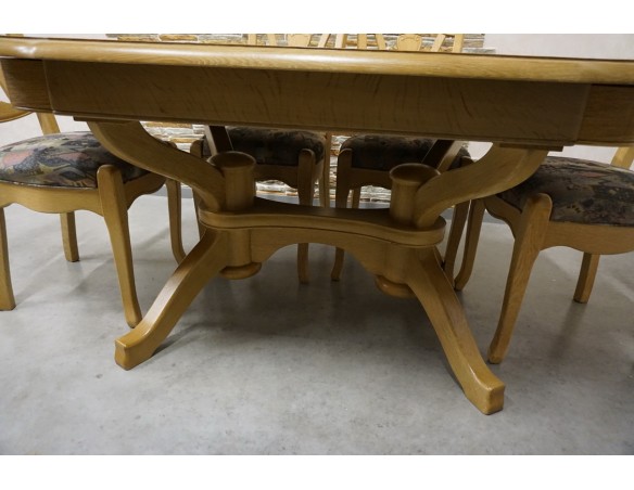 STÓŁ LITY DĄB DĘBOWY ROZKŁADANY JASNY + 6 KRZESEŁ 140/225 CM