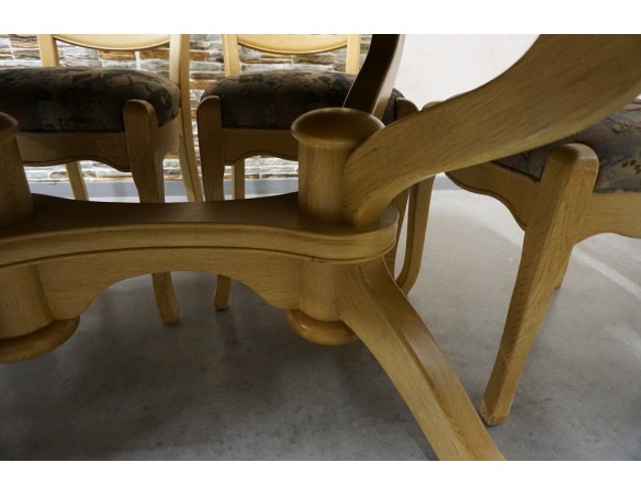 STÓŁ LITY DĄB DĘBOWY ROZKŁADANY JASNY + 6 KRZESEŁ 140/225 CM