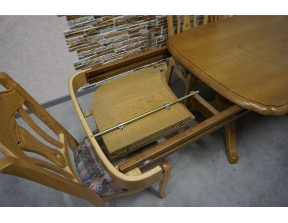 STÓŁ LITY DĄB DĘBOWY ROZKŁADANY JASNY + 6 KRZESEŁ 140/225 CM