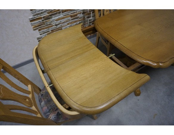 STÓŁ LITY DĄB DĘBOWY ROZKŁADANY JASNY + 6 KRZESEŁ 140/225 CM